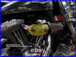 3D EAGLE YELLOW LED Air Cleaner Intake Filter Harley Motorcycle Elbow Point Cone