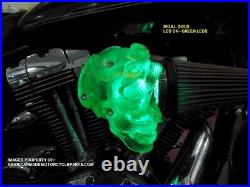 3D GREEN LED Skull Snake Air Cleaner Intake Filter For Harley Motorcycle Scull