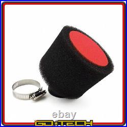 Air Filter Motorcycle Scooter Atv Racing Black Red Double Sponge 38mm Joint 30°