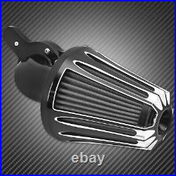 Aluminum Black Cone Air Cleaner Filter with Gray Intake Element Fits For Harley