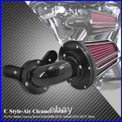 Aluminum Black Cone Air Cleaner Filter with Rose Red Intake Element Fit For Harley