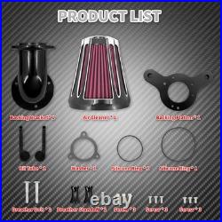 Aluminum Black Cone Air Cleaner Filter with Rose Red Intake Element Fit For Harley