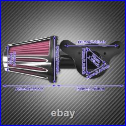 Aluminum Black Cone Air Cleaner Filter with Rose Red Intake Element Fit For Harley