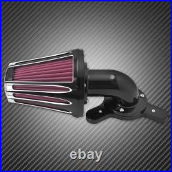 Aluminum Black Cone Air Cleaner Filter with Rose Red Intake Element Fit For Harley