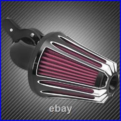 Aluminum Black Cone Air Cleaner Filter with Rose Red Intake Element Fit For Harley