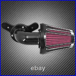 Aluminum Black Cone Air Cleaner Filter with Rose Red Intake Element Fit For Harley