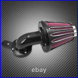 Aluminum Black Cone Air Cleaner Filter with Rose Red Intake Element Fit For Harley