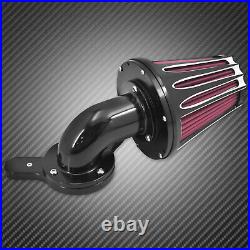 Aluminum Black Cone Air Cleaner Filter with Rose Red Intake Element Fit For Harley