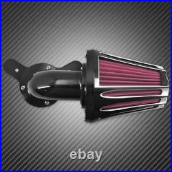 Aluminum Black Cone Air Cleaner Filter with Rose Red Intake Element Fit For Harley
