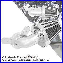 Aluminum Chrome Cone Air Cleaner Filter with Gray Intake Element Fits For Harley