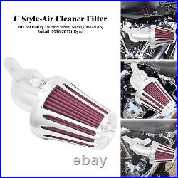 Aluminum Chrome Cone Air Cleaner Filter withRose Red Intake Element Fit For Harley