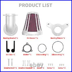 Aluminum Chrome Cone Air Cleaner Filter withRose Red Intake Element Fit For Harley