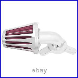 Aluminum Chrome Cone Air Cleaner Filter withRose Red Intake Element Fit For Harley