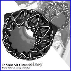 Aluminum Transparent Black Air Cleaner Filter with Gray Intake Element For Harley
