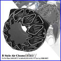 Black Aluminum Transparent Air Cleaner Filter with Gray Intake Element For Harley