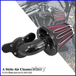 Black Cone Air Filter Red Intake For Harley Sportster 883 1200 48 72 2004-2022
