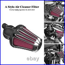 Black Cone Air Filter Red Intake For Harley Sportster XL883 1200 48 72 2004-2022