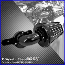 Black Cone CNC Gauge Air Cleaner Filter with Gray Intake Element Fits For Harley