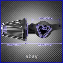 Black Cone CNC Gauge Air Cleaner Filter with Gray Intake Element Fits For Harley