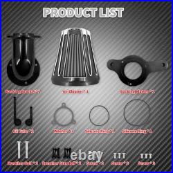 Black Cone CNC Gauge Air Cleaner Filter with Gray Intake Element Fits For Harley