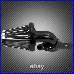 Black Cone CNC Gauge Air Cleaner Filter with Gray Intake Element Fits For Harley