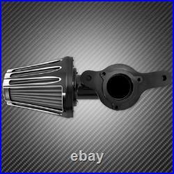 Black Cone CNC Gauge Air Cleaner Filter with Gray Intake Element Fits For Harley