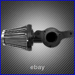 Black Cone CNC Gauge Air Cleaner Filter with Gray Intake Element Fits For Harley