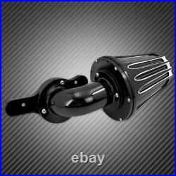 Black Cone CNC Gauge Air Cleaner Filter with Gray Intake Element Fits For Harley