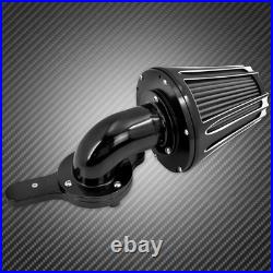 Black Cone CNC Gauge Air Cleaner Filter with Gray Intake Element Fits For Harley