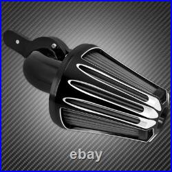 Black Cone CNC Gauge Air Cleaner Filter with Gray Intake Element Fits For Harley