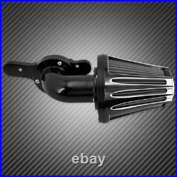 Black Cone CNC Gauge Air Cleaner Filter with Gray Intake Element Fits For Harley