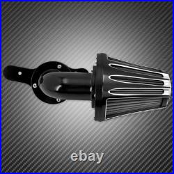 Black Cone CNC Gauge Air Cleaner Filter with Gray Intake Element Fits For Harley