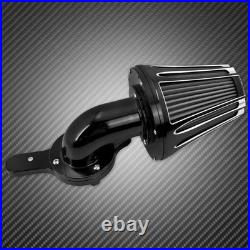 Black Cone CNC Gauge Air Cleaner Filter with Gray Intake Element Fits For Harley