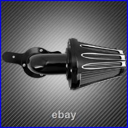 Black Cone CNC Gauge Air Cleaner Filter with Gray Intake Element Fits For Harley