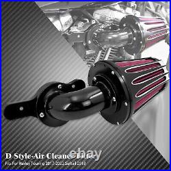 Black Cone CNC Gauge Air Cleaner Filter with Red Intake Element Fits For Harley