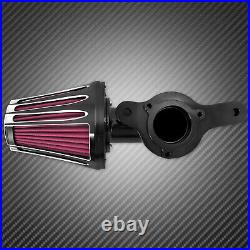 Black Cone CNC Gauge Air Cleaner Filter with Red Intake Element Fits For Harley