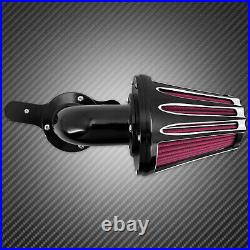 Black Cone CNC Gauge Air Cleaner Filter with Red Intake Element Fits For Harley