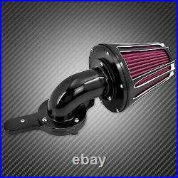 Black Cone CNC Gauge Air Cleaner Filter with Red Intake Element Fits For Harley