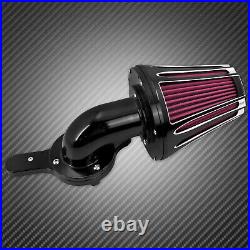 Black Cone CNC Gauge Air Cleaner Filter with Red Intake Element Fits For Harley