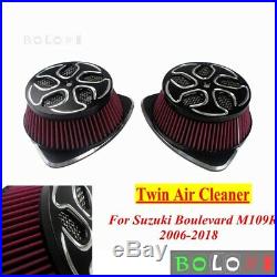 Black Motorcycle Air Filter Intake Twin Cleaner Kit For Suzuki Boulevard M109