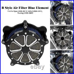 CNC Air Cleaner Filter Blue Intake For Harley Dyna Street Bob Fat Bob 2000-2017