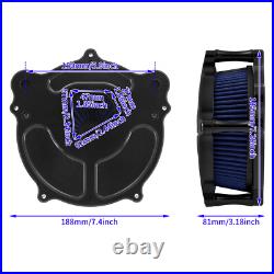 CNC Air Cleaner Filter Blue Intake For Harley Dyna Street Bob Fat Bob 2000-2017