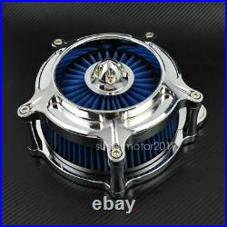 Chrome Air Cleaner Blue Intake Filter Fit For Harley M8 Softail Touring 2017-19