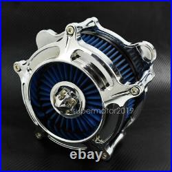 Chrome Air Cleaner Blue Intake Filter Fit For Harley Touring Trike 93-07 Softail