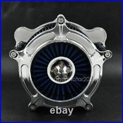Chrome Air Cleaner Blue Intake Filter Fit For Harley Touring Trike 93-07 Softail