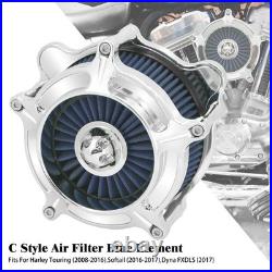 Chrome Air Cleaner Blue Intake Filter Fit For Touring Trike 2008-16 Softail 2016