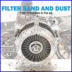 Chrome Aluminum Air Cleaner Filter with Gray Intake Element Kit Fits For Harley