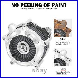 Chrome Aluminum Air Cleaner Filter with Gray Intake Element Kit Fits For Harley