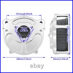 Chrome Aluminum Air Cleaner Filter with Gray Intake Element Kit Fits For Harley