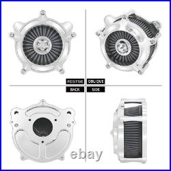 Chrome Aluminum Air Cleaner Filter with Gray Intake Element Kit Fits For Harley